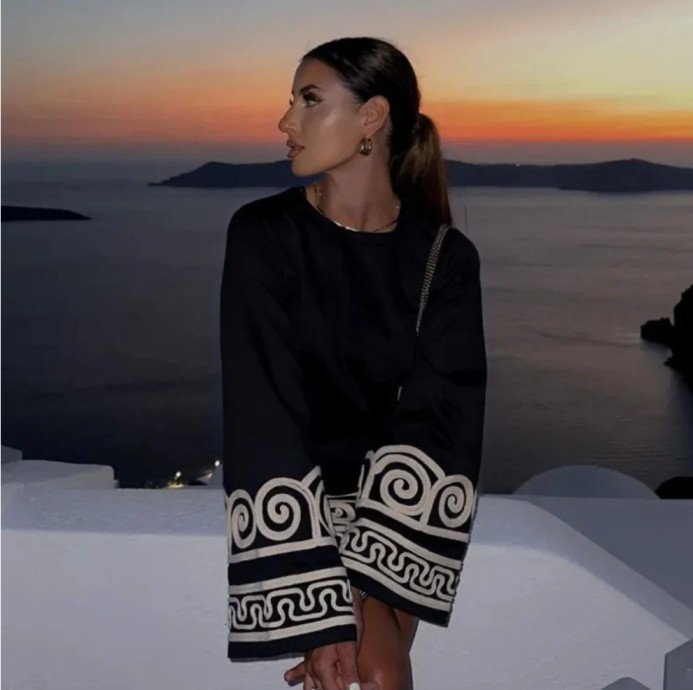 Black Printed Dress - Image 6
