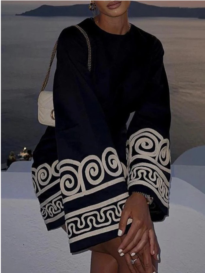 Black Printed Dress - Image 5