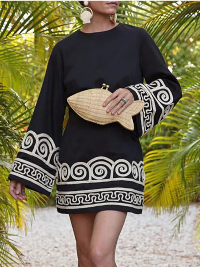 Black Printed Dress - Image 4
