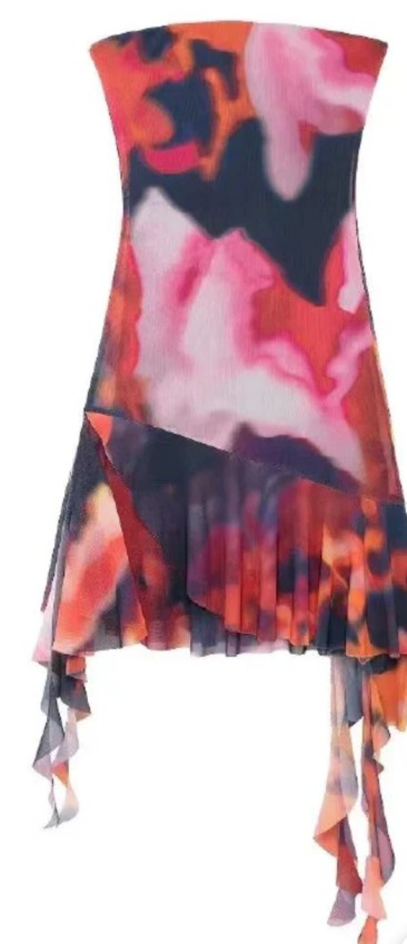 Tube Tie Dye Printed Frill Dress