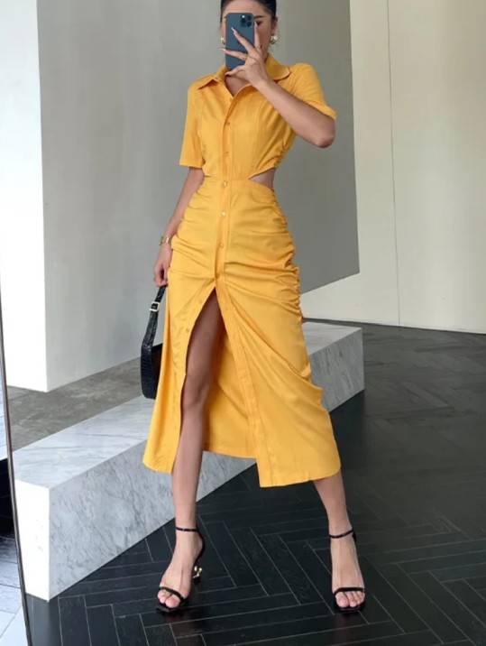 Solid Cut Out Dress