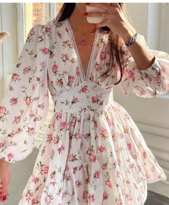 Floral Print Short A Line Dress