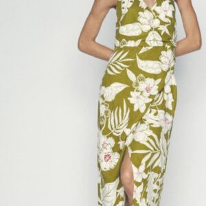 Green Printed Halter Neck Maxi Dress