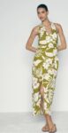 Green Printed Halter Neck Maxi Dress