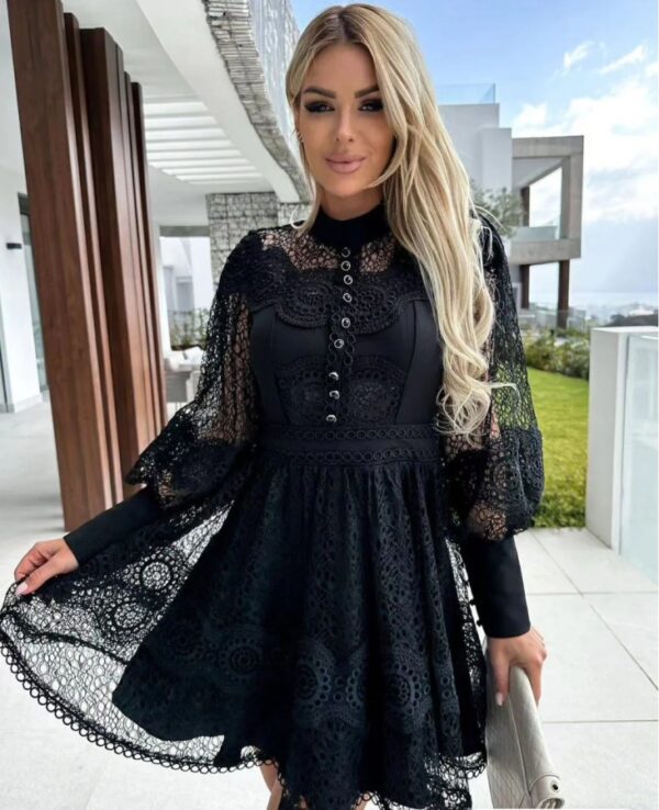 Black & White Crochet A Line Dress