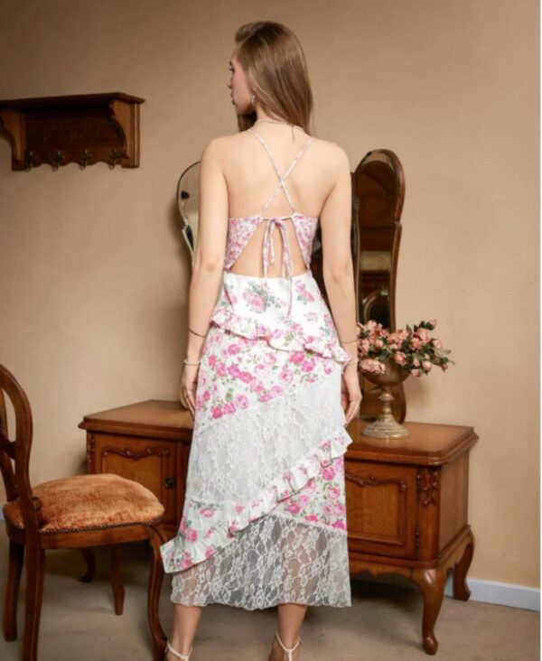 Backless Printed lace Dress