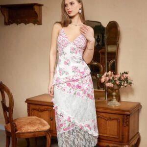 Backless Printed lace Dress