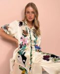 Graffiti Satin Short Sleeve Shirt & Pant Set