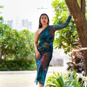 Assymetric Printed Top and Skirt