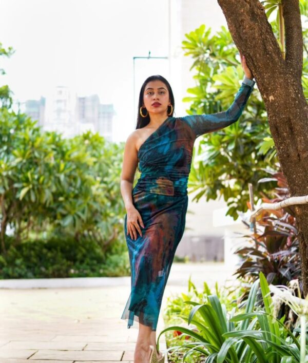 Assymetric Printed Top and Skirt