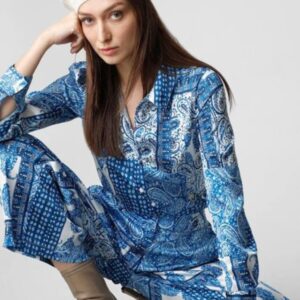 Blue Printed Shirt and Pant Cord Set