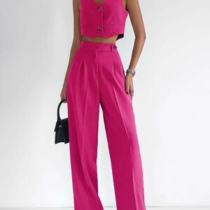 Linen Waist Coat Vest & Pants Cord Set