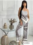 Printed Backless Top and Pant Set