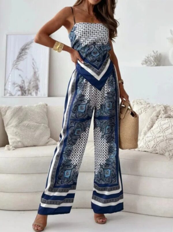 Printed Backless Top and Pant Set