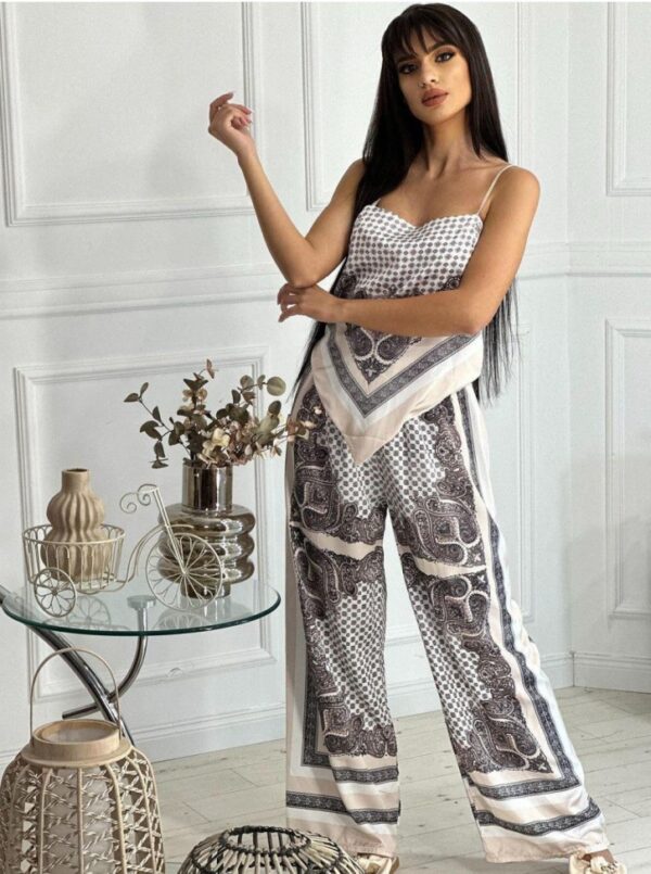 Printed Backless Top and Pant Set