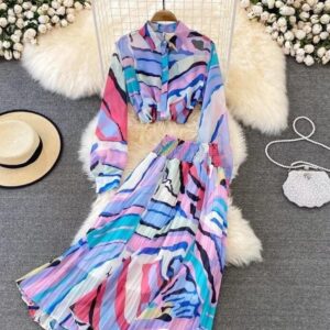 Printed Shirt and Skirt Set