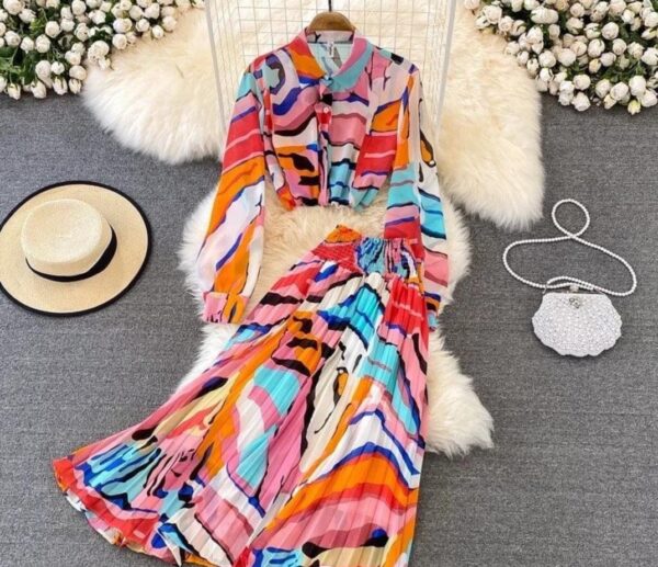 Printed Shirt and Skirt Set