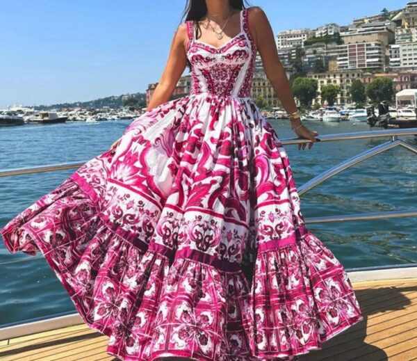 Pink Printed Summer Dress