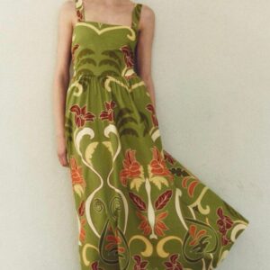 Green Printed Maxi Dress
