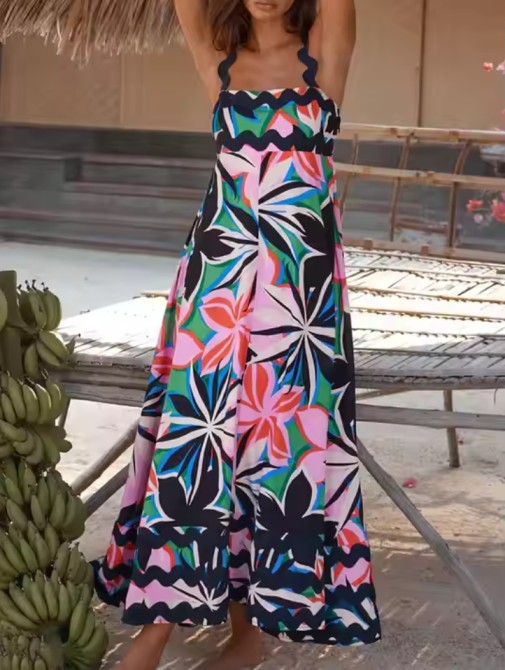 Printed Flower Maxi Dress