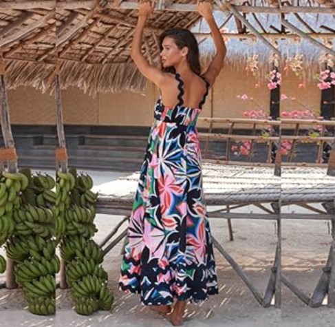 Printed Flower Maxi Dress