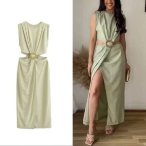 Green cut out Dress