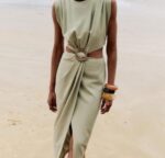Green cut out Dress