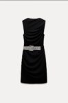 Black Drape Dress With Embellished Belt