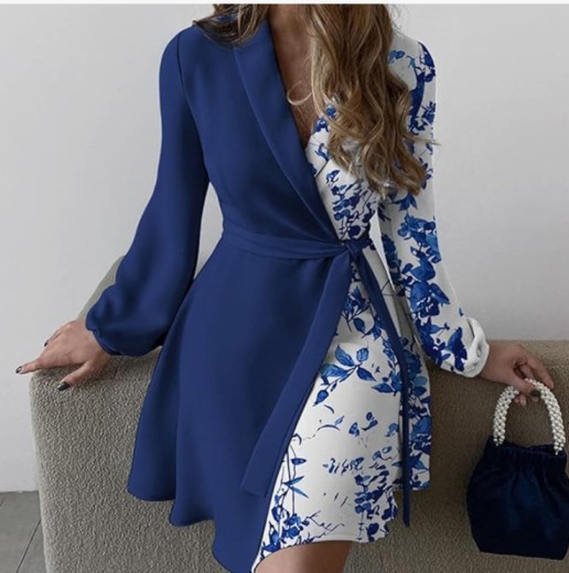 Blue open Robe Dress