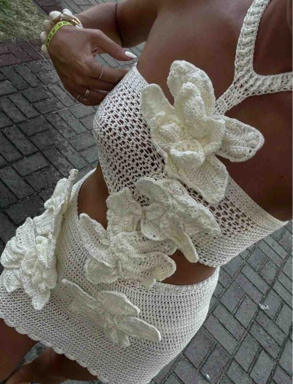 White Floral Swim Suit