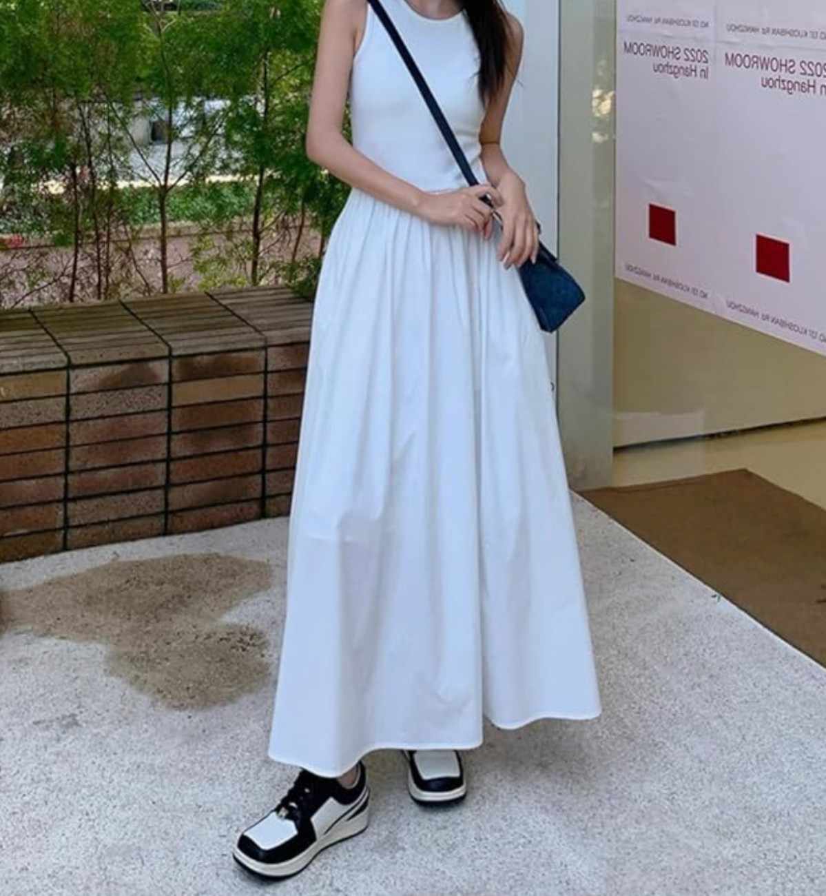White A Line MIdi Dress - Image 2