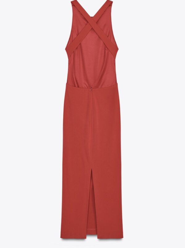 Orange Knitted Backless Dress