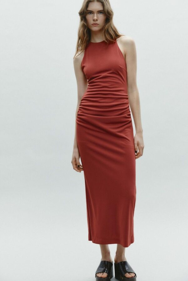 Orange Knitted Backless Dress