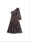 Black One Shoulder Printed Dress