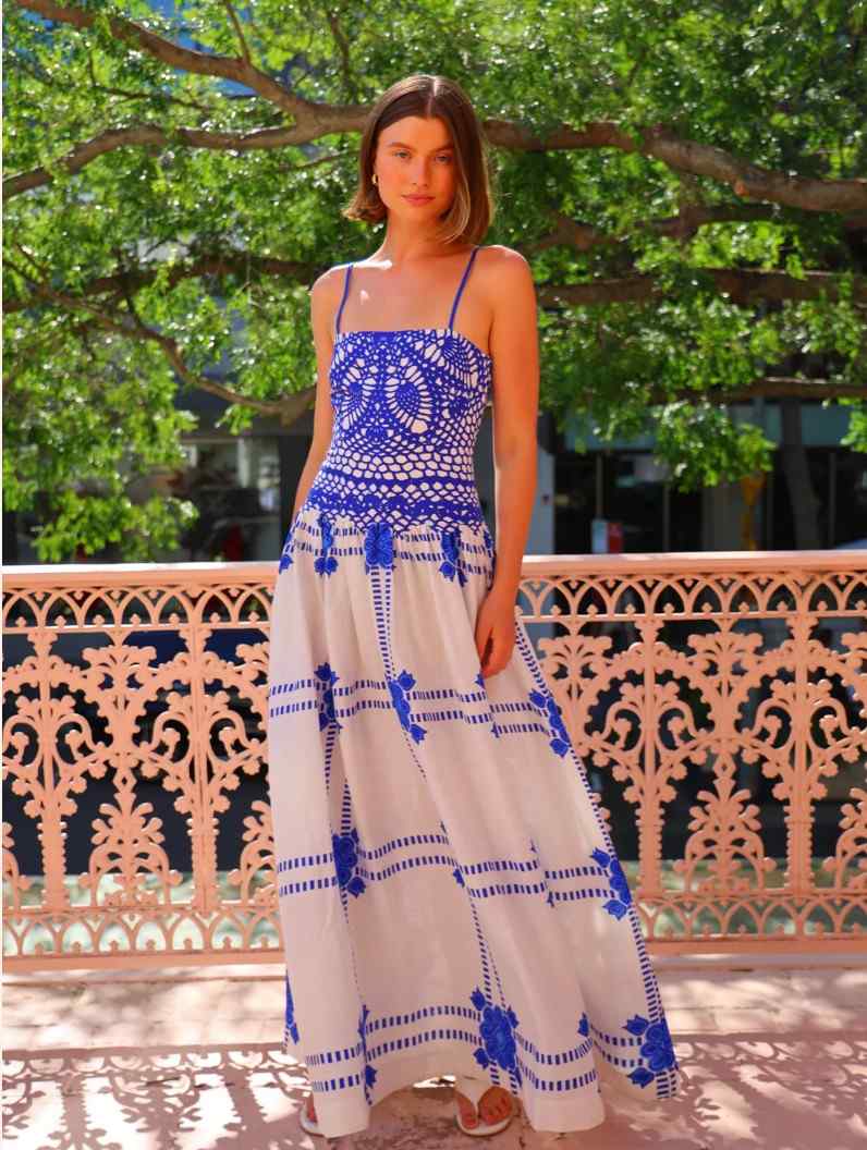 BLUE AND WHITE MEDITARIAN DRESS - Image 2