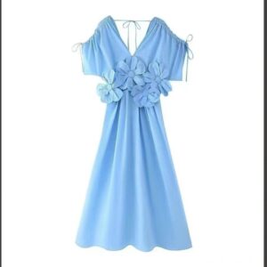 BLUE 3D FLOWER DRESS