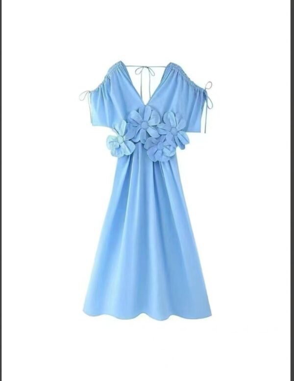 BLUE 3D FLOWER DRESS