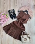 BROWN PLEATED DRESS