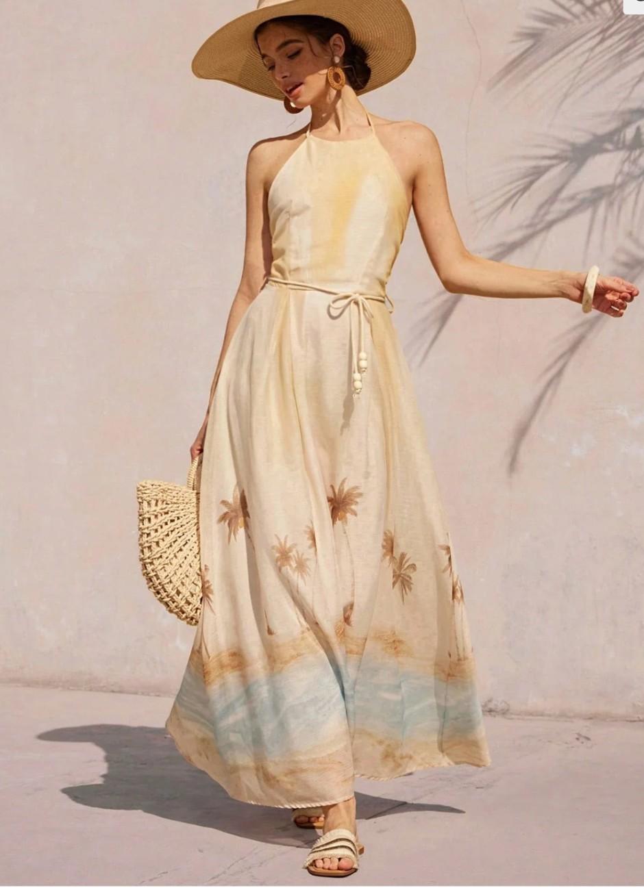 Beige Summer Beach Dress - Image 5
