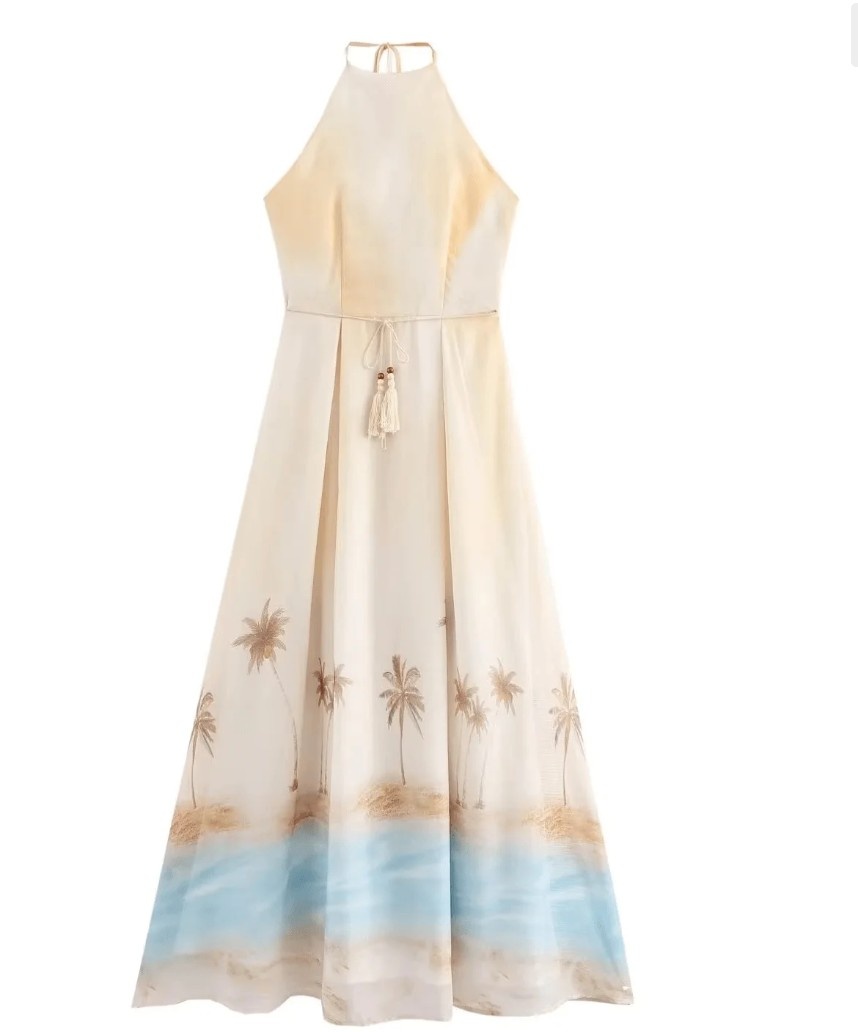Beige Summer Beach Dress - Image 4