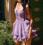 Purple Printed Floral Dress