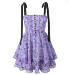 Purple Printed Floral Dress