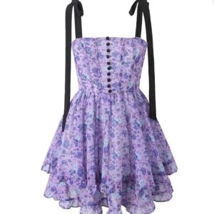 Purple Printed Floral Dress