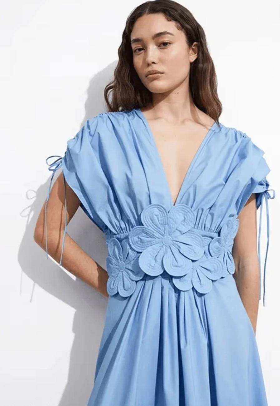 Blue Flower Patch Dress - Image 2
