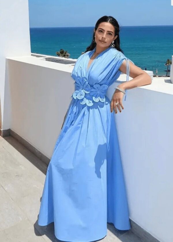 Blue Flower Patch Dress