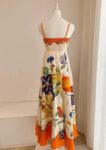 Beige and orange Printed Maxi Dress