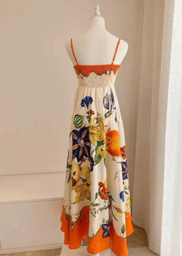 Beige and orange Printed Maxi Dress