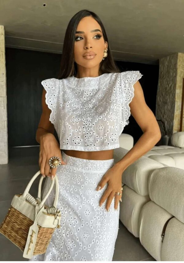 White Lace Skirt Set