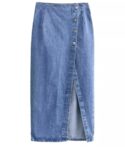 Blue Denim Top and Skirt Set