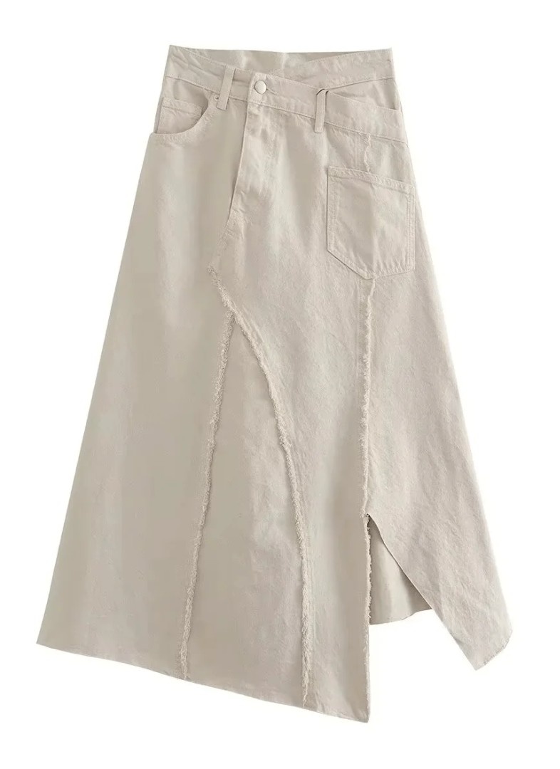 Beige Denim Top and Skirt Set - Image 3
